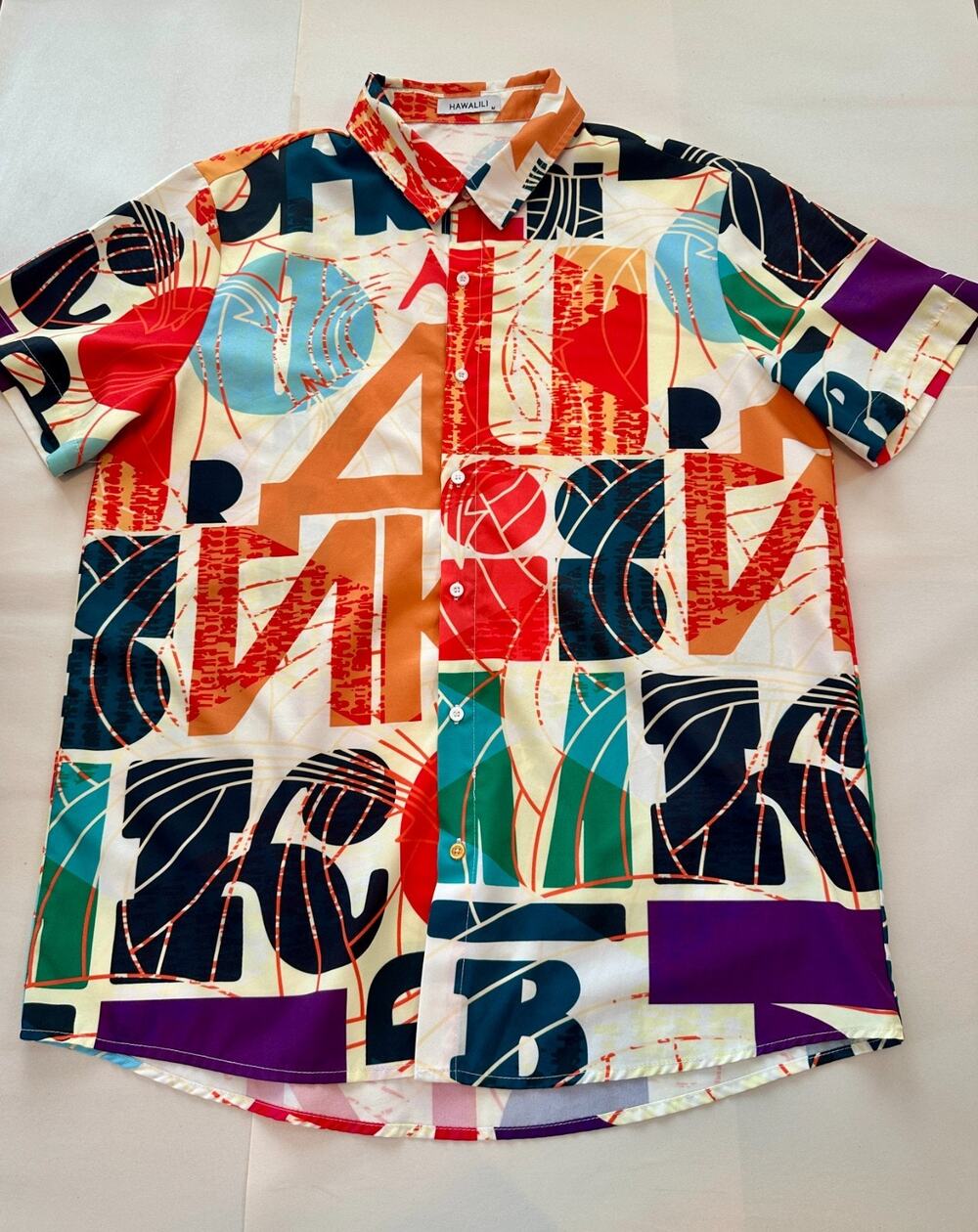 Hawalili Mens Medium (M) Hawaiian Shirt Abstract Graphic Button Up Short Sleeve